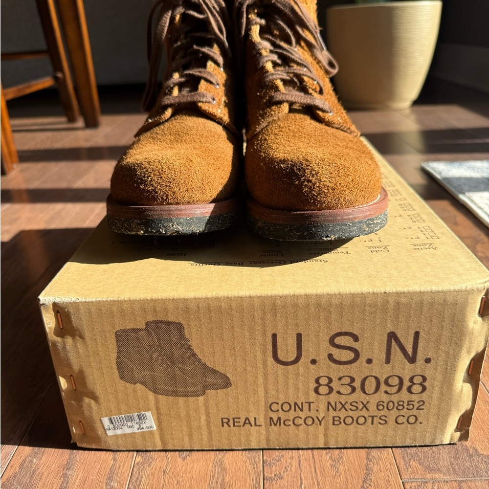The Real Mccoy’s N1 Field Boot-Brown Military-Style Boots with Suede Finish